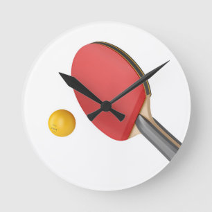 Ping pong racket and ball runde wanduhr