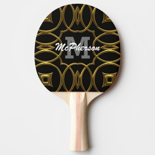 Ping Pong Royal Pattern mit Monogramm und Name Tischtennis Schläger (Vorderseite)