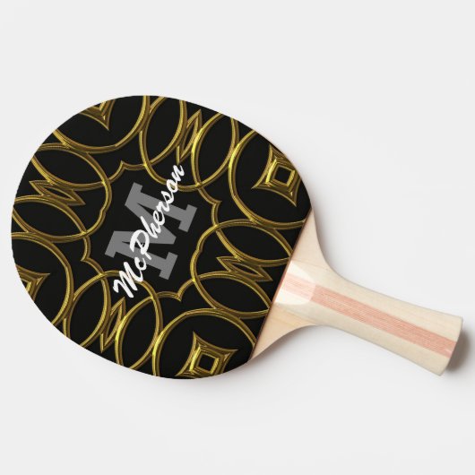 Ping Pong Royal Pattern mit Monogramm und Name Tischtennis Schläger (Seitenansicht)