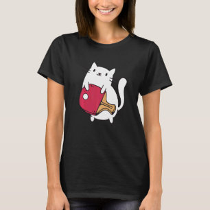 Ping Pong Schläger Damen Katze Tischtennisspieler T-Shirt
