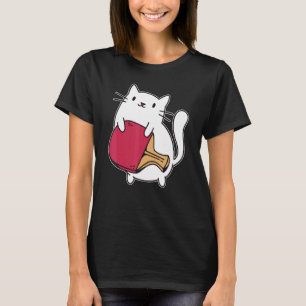 Ping Pong Schläger Damen Katze Tischtennisspieler T-Shirt
