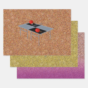 Ping Pong Table, Paddles, Ball, Geschenkblätter, Geschenkpapier Set