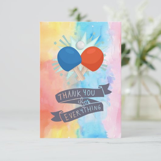 Ping Pong Thema Danke Karte (Stehend Vorderseite)