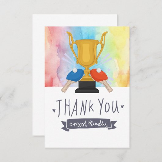 Ping Pong Thema Danke Karte (Vorne/Hinten)