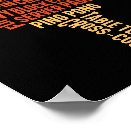 Ping Pong Tischtennis Backhand Rückspin Block Poster (Ecke)