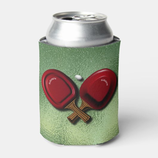 Ping Pong Tischtennis Paddle mit Oval Ball Dosenkühler (Kanne Vorderseite)