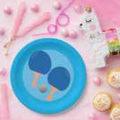 Ping Pong Tischtennis Party blauer Hintergrund Pappteller (Party)