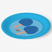 Ping Pong Tischtennis Party blauer Hintergrund Pappteller (Schrägansicht)