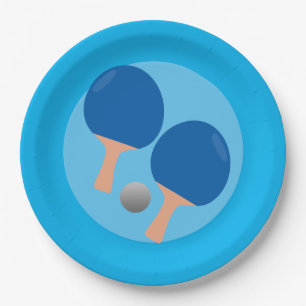 Ping Pong Tischtennis Party blauer Hintergrund Pappteller