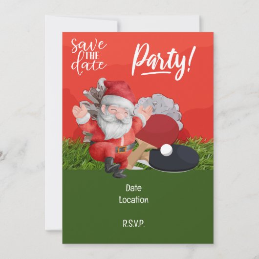 Ping Pong Tischtennis Weihnachten mit dem Weihnach Einladung (Vorderseite)