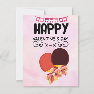 Ping Pong Valentine's Heart Table Tennis Player Feiertagskarte
