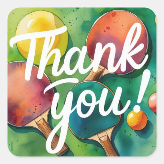 Ping Pong Vielen Dank Quadratischer Aufkleber (Vorderseite)