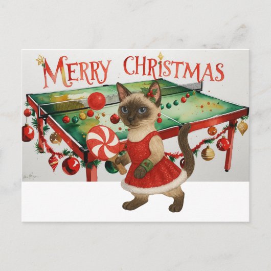 Ping Pong Weihnachten Gedicht für siamesische Katz (Vorderseite)