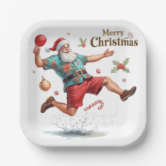 Ping-Pong-Weihnachten mit dem Weihnachtsmann Pappteller (Vorderseite)