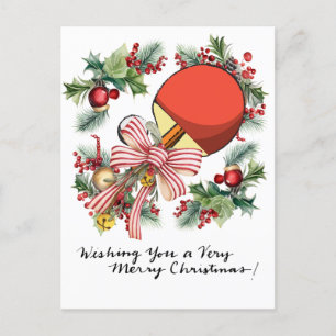 Ping Pong Weihnachtsfeiertag Tischtennisspieler Feiertagspostkarte