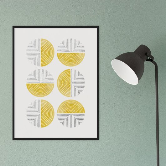 Pingelbes Zirkularkunstdruckposter Foliendrucke
