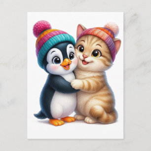 Pingouin Valentinstag lustige Hintergründe 2026 Feiertagspostkarte