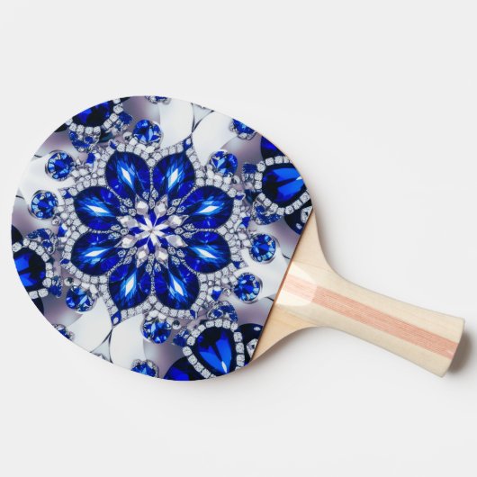 Pingpongpaddel mit blauen weißen Farben Tischtennis Schläger (Seitenansicht)