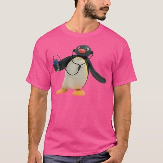 Pingu hört Musik T-Shirt (Vorderseite)