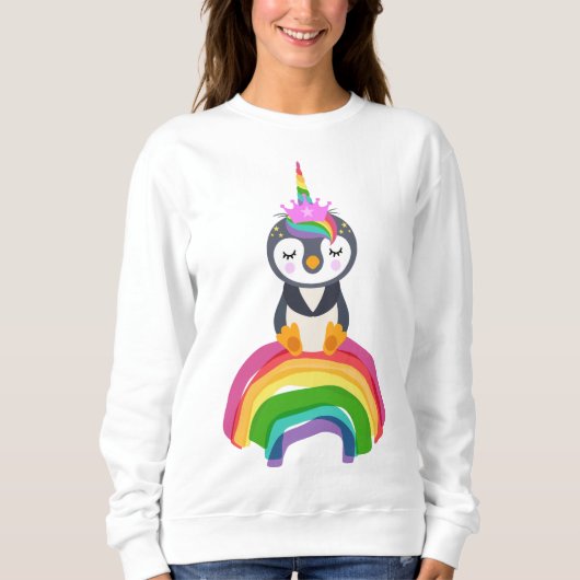 Pinguim unicórnio arco-iris sweatshirt (Vorderseite)