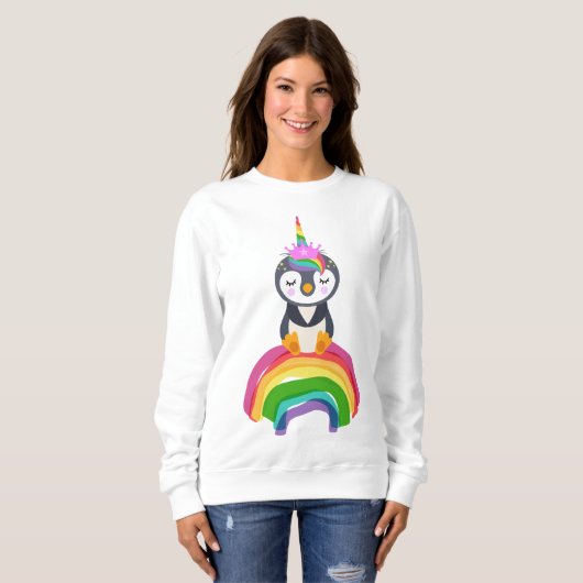 Pinguim unicórnio arco-iris sweatshirt (Vorne ganz)
