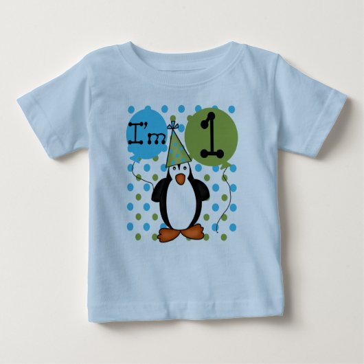 Pinguin-1. Geburtstag Baby T-shirt (Vorderseite)