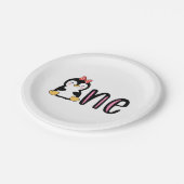Pinguin 1. Geburtstag Pappteller (Schrägansicht)