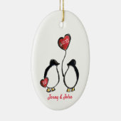 Pinguin 50. goldenes Hochzeitstag Keramik Ornament (Rechts)