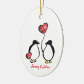Pinguin 50. goldenes Hochzeitstag Keramik Ornament (Links)