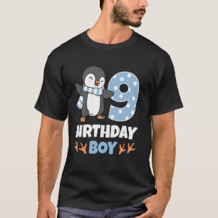 Pinguin 9. Geburtstagsjunge Winter-Themenparty-Fei T-Shirt