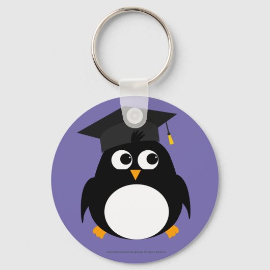 Pinguin-Abschluss-Design - Round Keyring Schlüsselanhänger (Vorderseite)