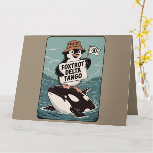 Pinguin-Aktivismus widerstehen Vintage-Protest  Karte