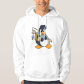 Pinguin als Angler mit Fisch Hoodie (Vorderseite)