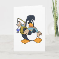 Pinguin als Angler mit Fisch