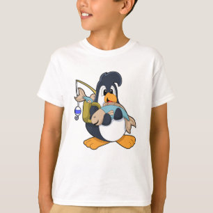 Pinguin als Angler mit Fisch T-Shirt