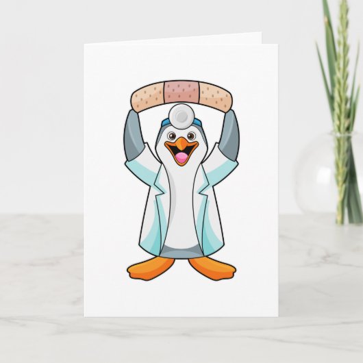 Pinguin als Arzt mit Pflaster Karte (Vorderseite)