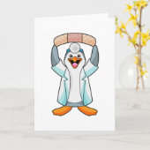 Pinguin als Arzt mit Plakat Karte (Gelbe Blume)