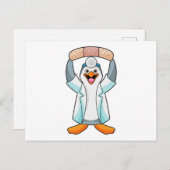 Pinguin als Arzt mit Plakat Postkarte (Vorne/Hinten)
