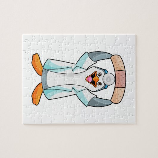 Pinguin als Arzt mit Plakat Puzzle (Horizontal)