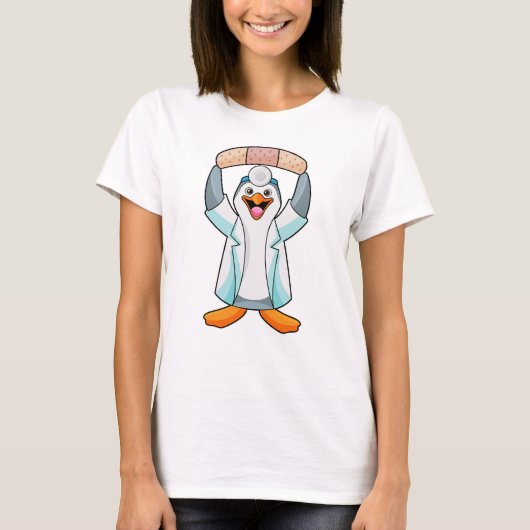 Pinguin als Arzt mit Plakat T-Shirt (Vorderseite)