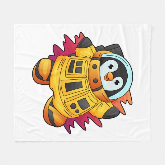 Pinguin als Astronaut im Anzug Fleecedecke (Vorderseite (Horizontal))