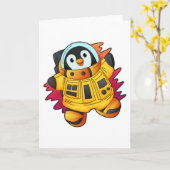 Pinguin als Astronaut im Anzug Karte (Gelbe Blume)