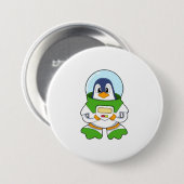 Pinguin als Astronaut mit Kostüm Button (Vorne & Hinten)