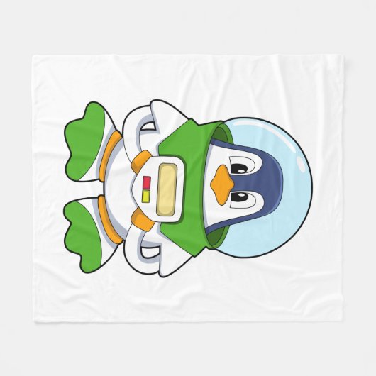Pinguin als Astronaut mit Kostüm Fleecedecke (Vorderseite (Horizontal))