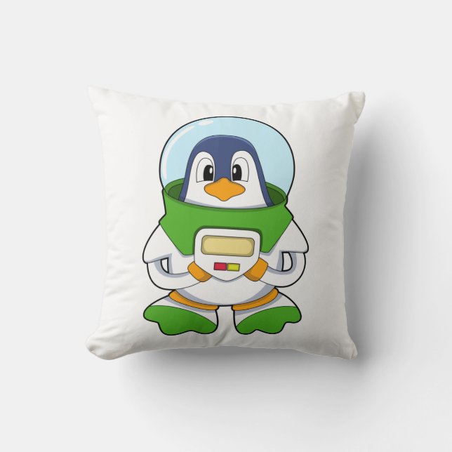 Pinguin als Astronaut mit Kostüm Kissen (Vorderseite)