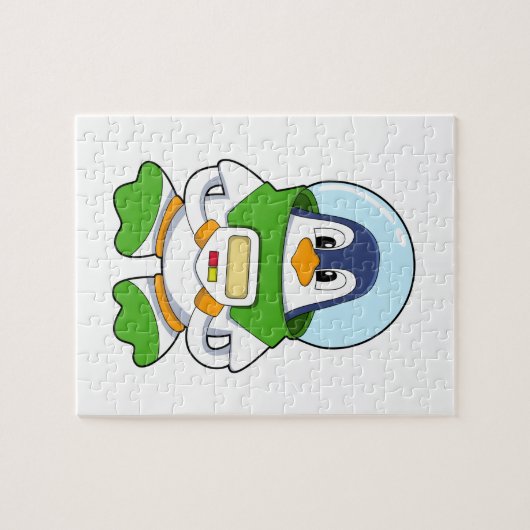 Pinguin als Astronaut mit Kostüm Puzzle (Horizontal)