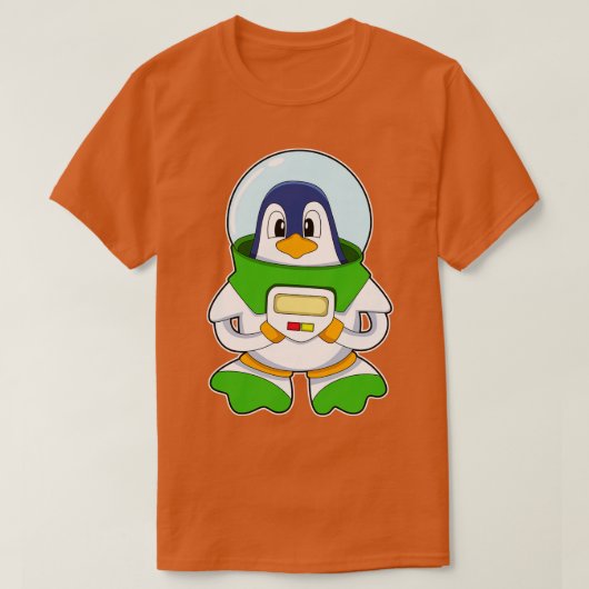 Pinguin als Astronaut mit Kostüm T-Shirt (Design vorne)