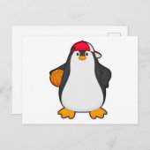 Pinguin als Basketballspieler mit Basketball Postkarte (Vorne/Hinten)