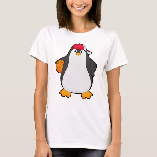 Pinguin als Basketballspieler mit Basketball T-Shirt (Vorderseite)