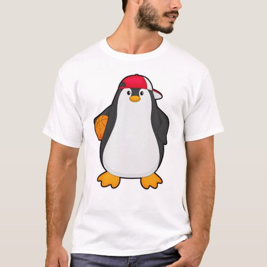 Pinguin als Basketballspieler mit Basketball T-Shirt (Vorderseite)